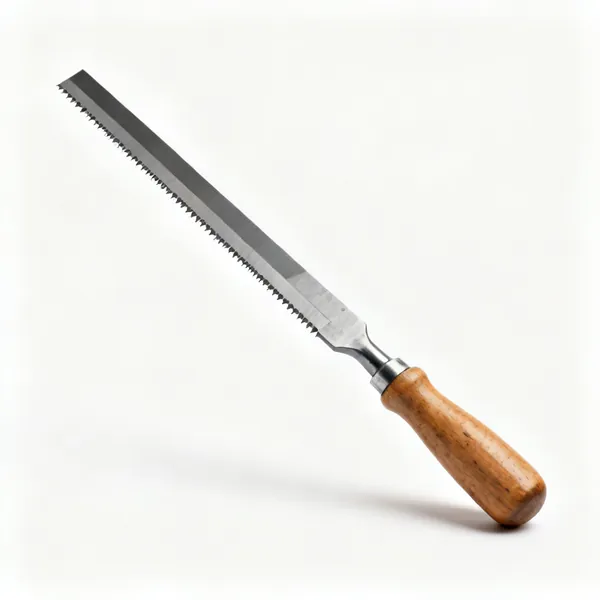 Flat file: A flat engineers file with parallel toothed faces and a wooden handle