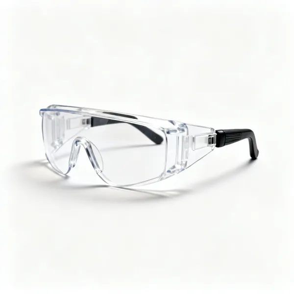 A pair of clear lens safety glasses with side shields