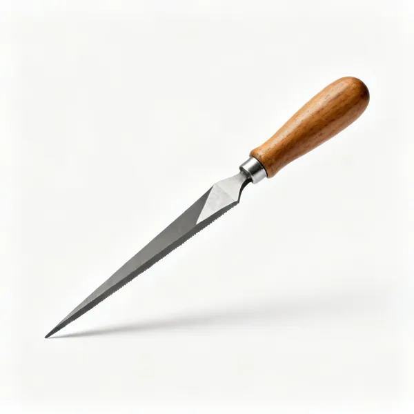 Three square file: A triangular three square engineers file with a wooden handle