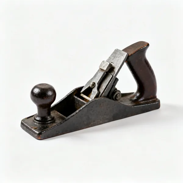 A small block plane with a cast iron body and adjustable mouth