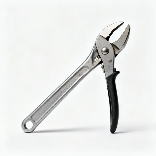 A pair of combination pliers with serrated jaws and side cutters