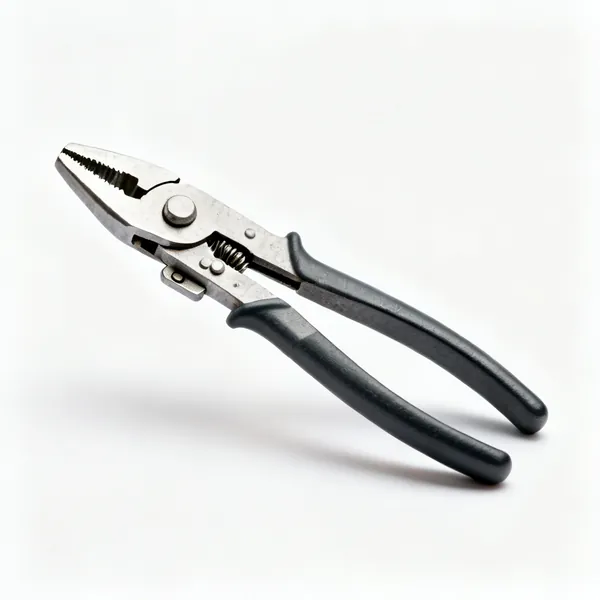 A pair of locking pliers with an adjusting screw and release lever