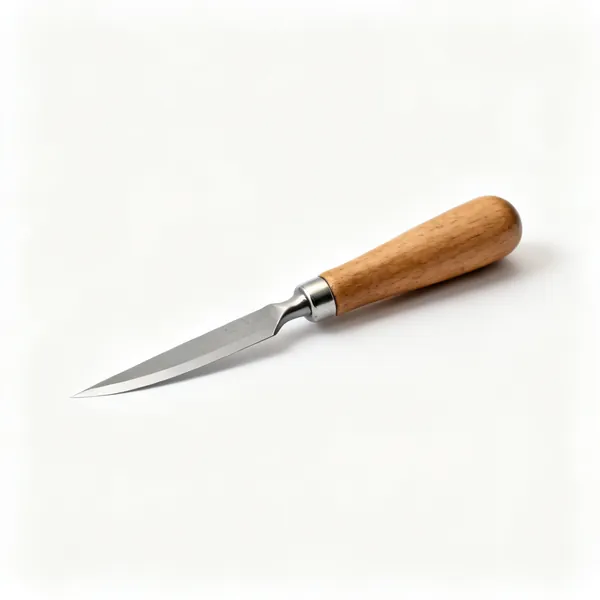 A marking knife with a single-bevel blade and wooden handle