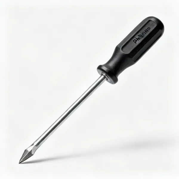 Phillips screwdriver: A Phillips cross-head screwdriver with a pointed tip