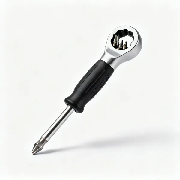Ratchet screwdriver: A ratcheting screwdriver with interchangeable bits