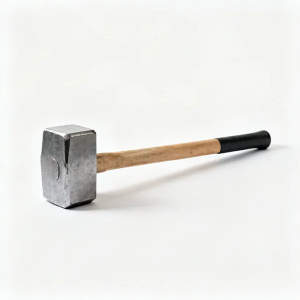 A long-handled sledgehammer with a large steel head