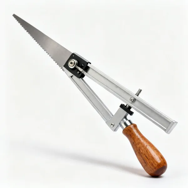 A sliding bevel gauge with a locking blade and wooden handle