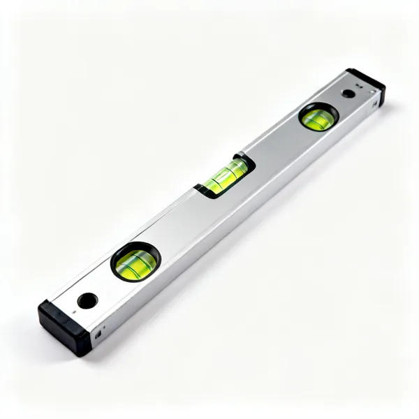A spirit level with two bubble vials in an aluminium body