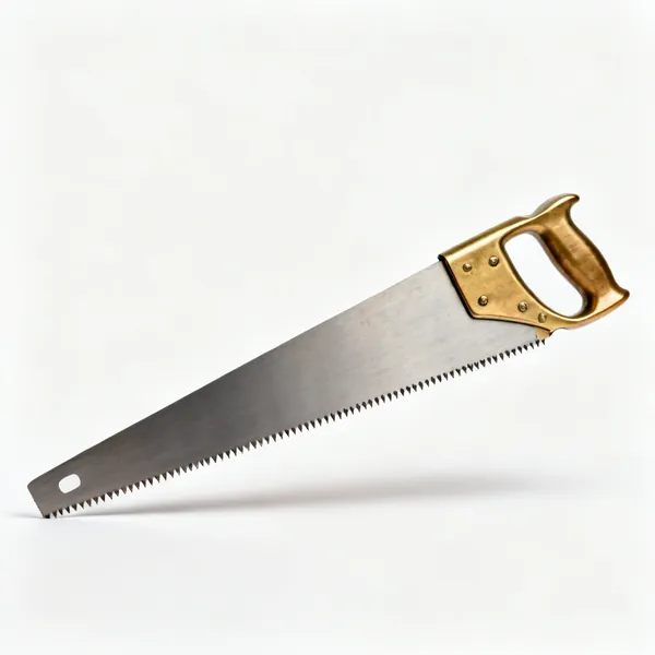 A tenon saw with a reinforced brass back and fine teeth