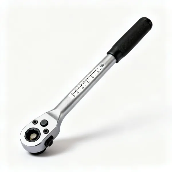 A click-type torque wrench with a scale on the handle