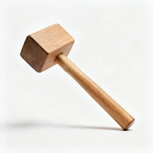 Wooden mallet: A wooden carpenter's mallet with a square head