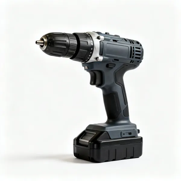 A cordless drill driver with a battery