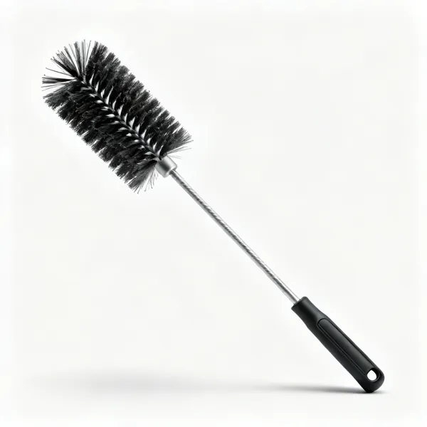 A rotary duct cleaning brush on a rod
