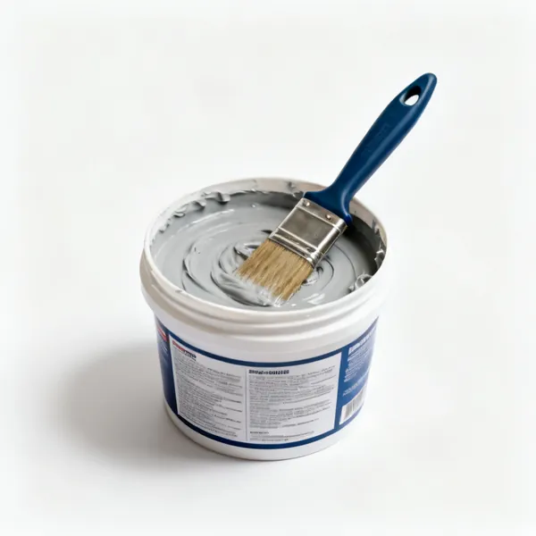 Duct mastic: A tub of duct sealing mastic with a brush