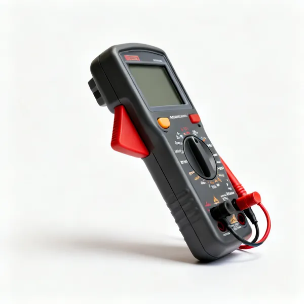 A digital multimeter with test leads
