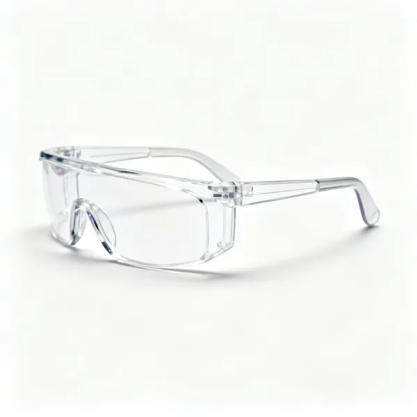 A pair of clear safety glasses