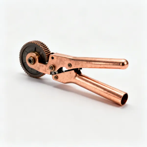 A copper tube cutter with a rolling wheel