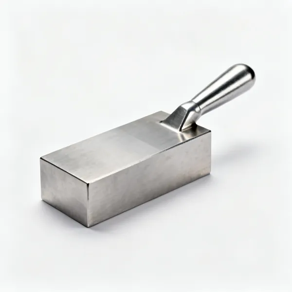 A polished steel bench block