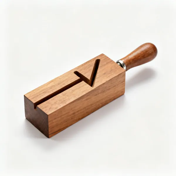 A wooden jewellers bench peg with a V slot