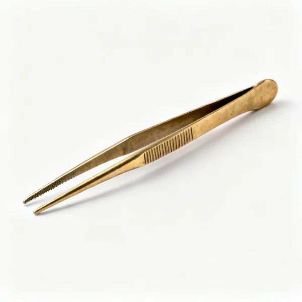 Brass tweezers: A pair of brass pickle tweezers