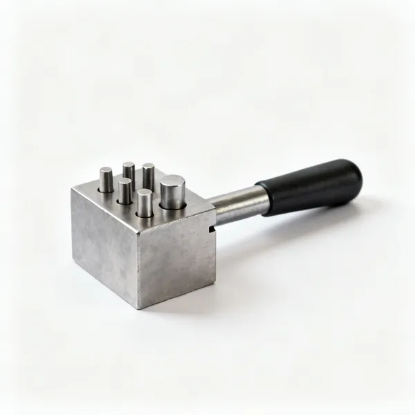 Dapping block & punches: A steel dapping block with punches