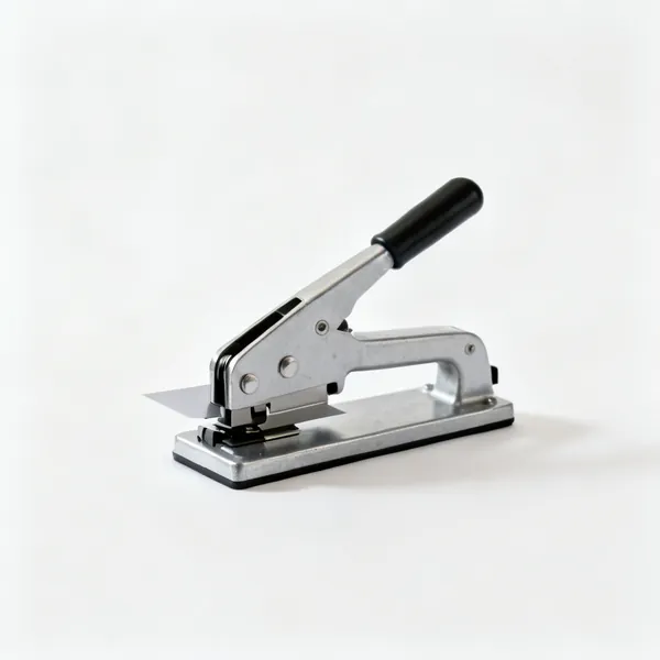 Bench shear: A small bench mounted metal guillotine shear