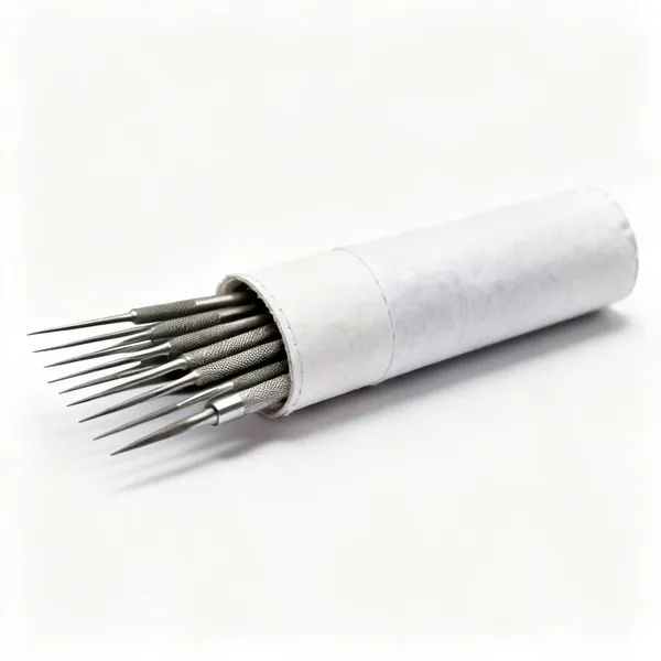 A set of jewellers needle files in a roll