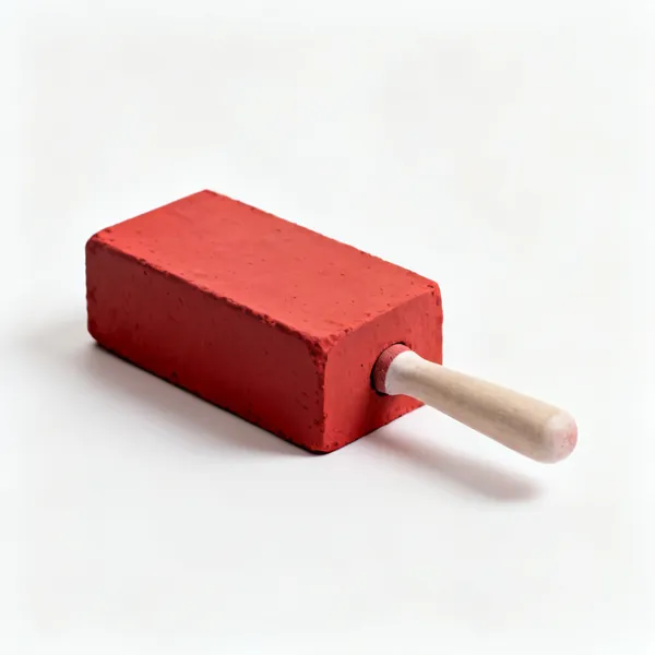 A bar of red rouge polishing compound