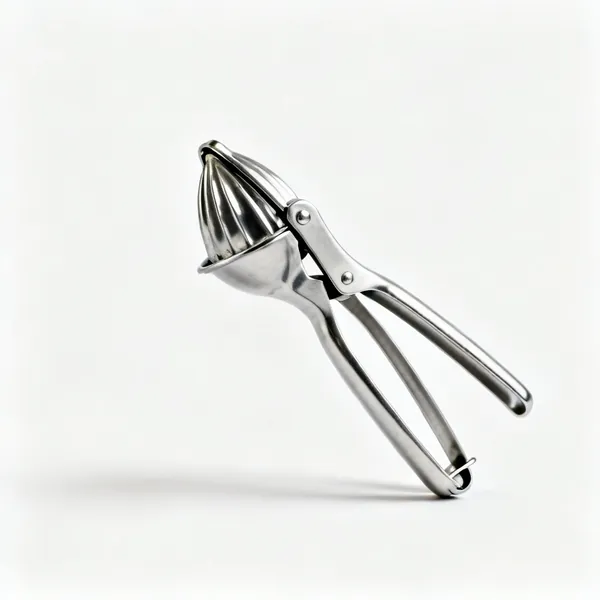 Citrus juicer: A metal handheld citrus squeezer with hinged handles