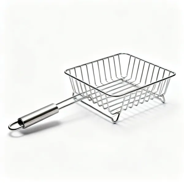 A metal dish drying rack with slots