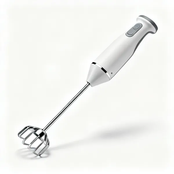 Immersion blender: A handheld immersion stick blender with a metal blade guard