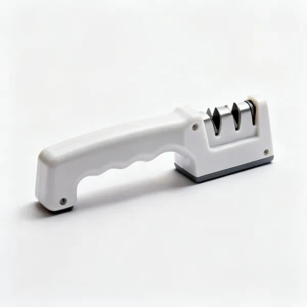 Pull-through sharpener: A handheld pull-through knife sharpener with a plastic body