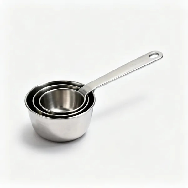 A nested set of stainless steel dry measuring cups