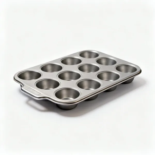 A twelve-cup metal muffin tin