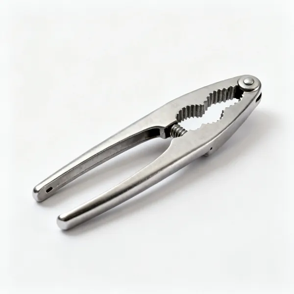 A metal hinged nutcracker