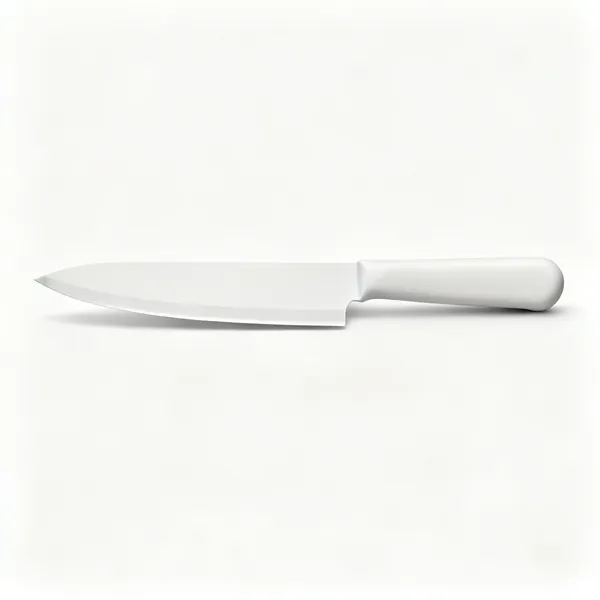 A santoku knife with a flat blade edge and rounded blunt tip