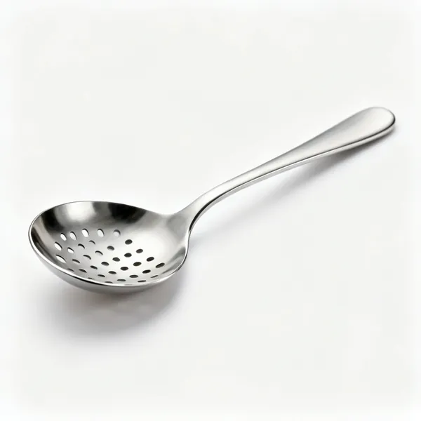 Slotted spoon: A stainless steel slotted serving spoon