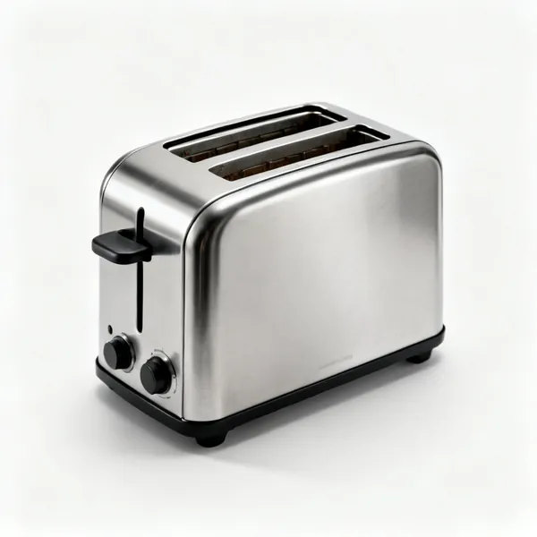 A two-slot stainless steel toaster