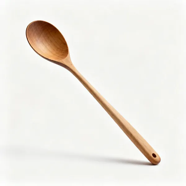 Wooden spoon: A wooden cooking spoon with a long handle