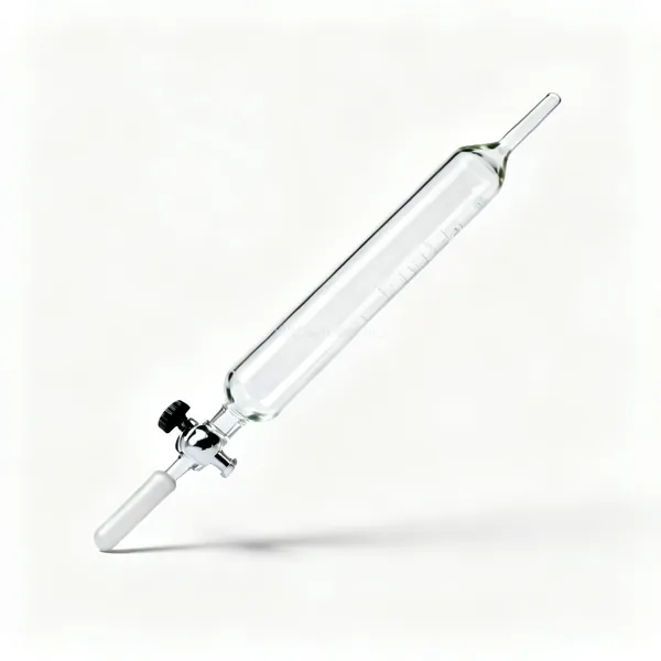 A glass burette with a stopcock tap