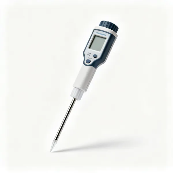 A conductivity meter with a probe