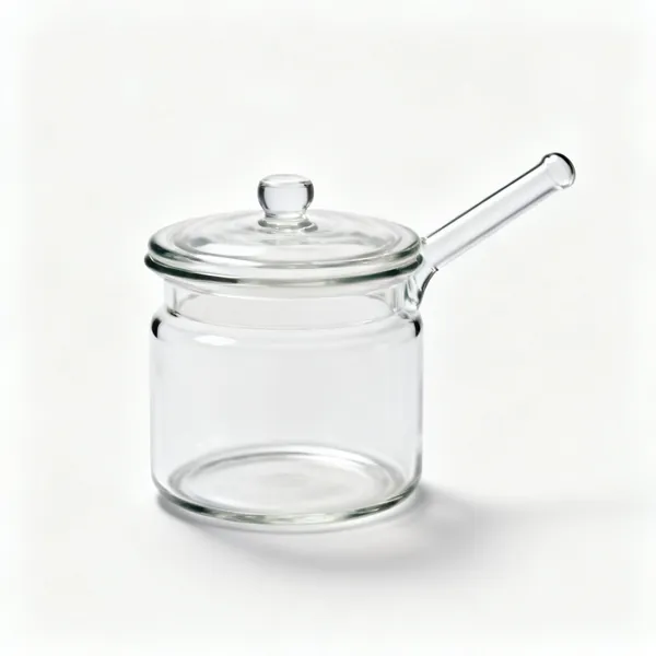 A glass laboratory desiccator with a lid