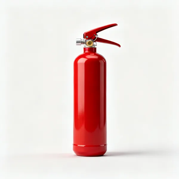 A red laboratory fire extinguisher