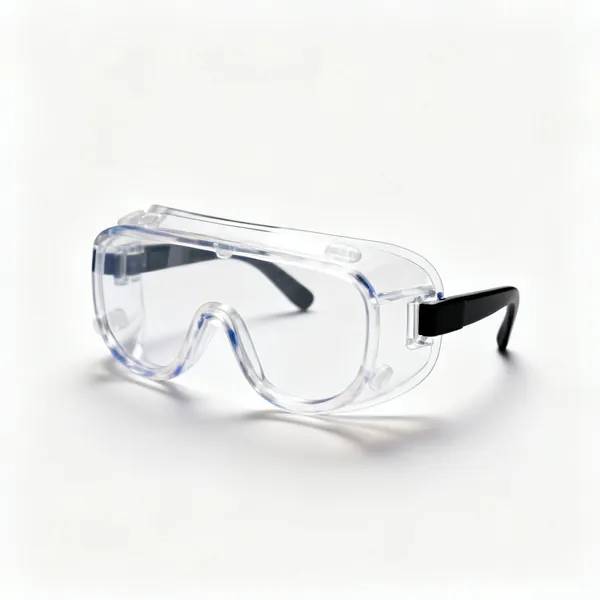 A pair of enclosed laboratory safety goggles