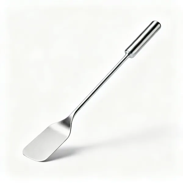 A stainless steel laboratory spatula