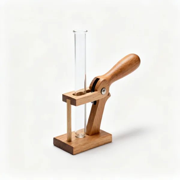 A wooden test tube holder clamp