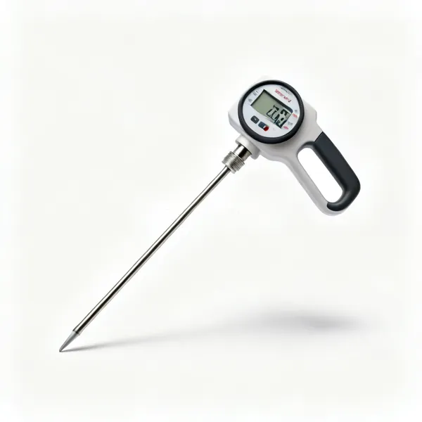 A thermocouple temperature probe with a meter