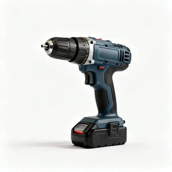 Cordless drill driver: A cordless combi drill with a keyless chuck and a battery