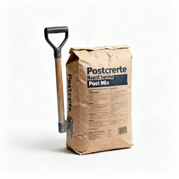 A paper bag of postcrete rapid setting post mix
