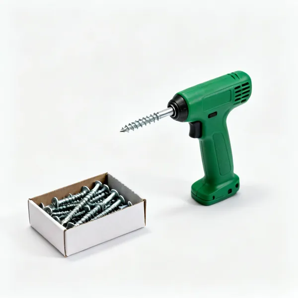 Exterior screws: A box of green coated exterior wood screws